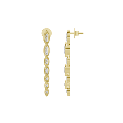 Yellow gold vermeil lab diamond drop earrings with oval stones in vertical line