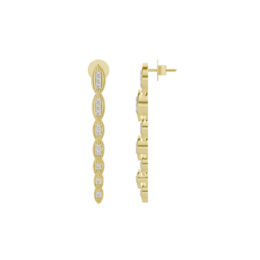 Yellow gold vermeil lab diamond drop earrings with oval stones in vertical line