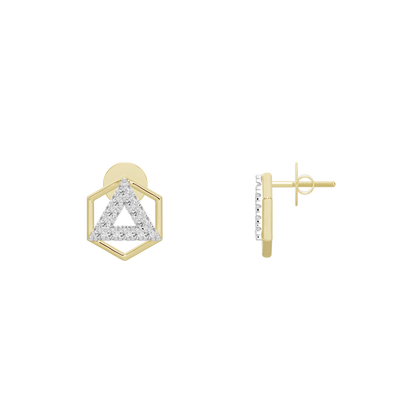 Yellow gold vermeil lab diamond earrings with triangular bezel and post back
