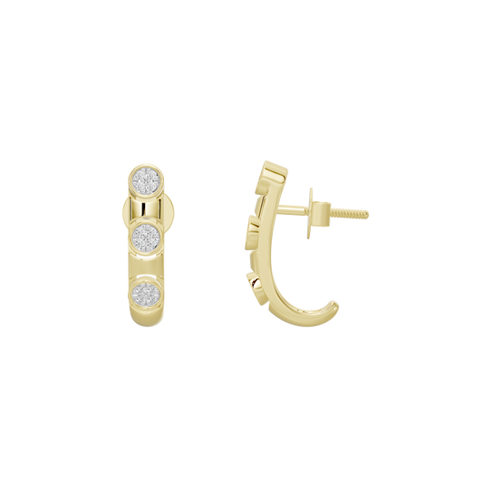 Yellow gold vermeil diamond hoop earrings with back post closure
