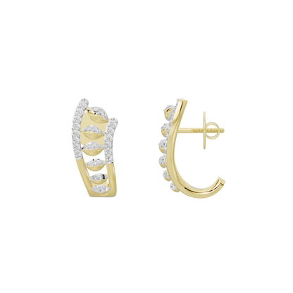 Folio lab diamond earrings in yellow gold vermeil, curved open hoop design