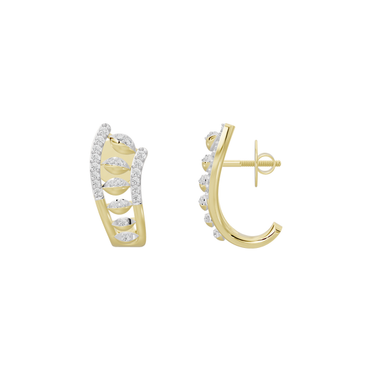 Folio lab diamond earrings in yellow gold vermeil, curved open hoop design