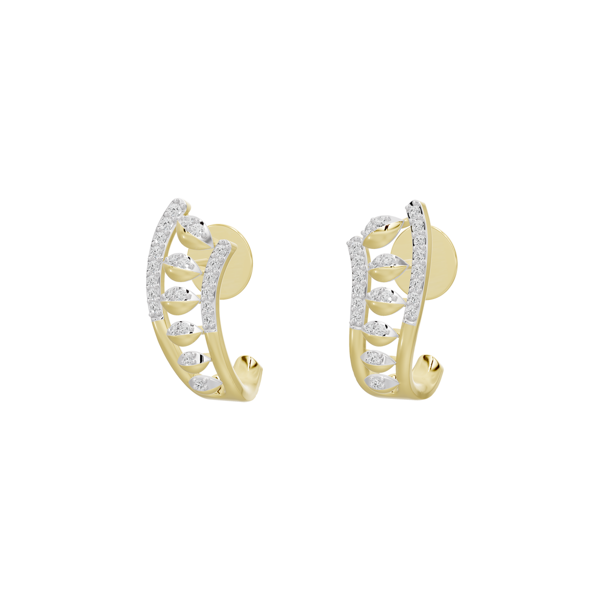 Folio lab diamond hoop earrings in yellow gold vermeil