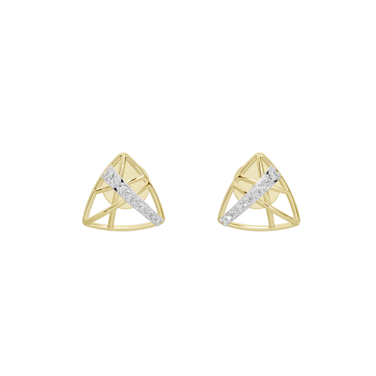 Pair of triangle stud earrings in yellow gold vermeil with sparkling lab-grown diamond insets