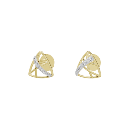 Triangle stud earrings in yellow gold vermeil with lab-grown diamond accents