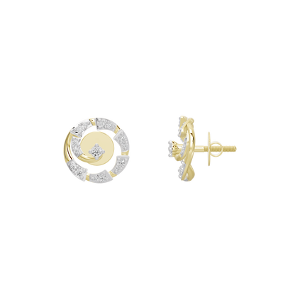 Lab-grown diamond stud earrings, yellow gold vermeil post backs and silver halo
