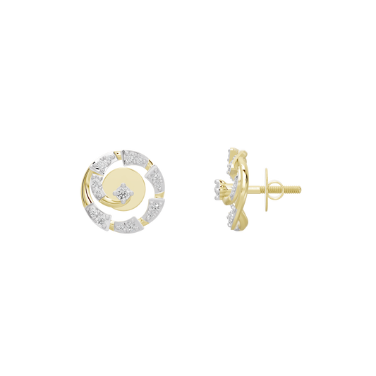 Lab-grown diamond stud earrings, yellow gold vermeil post backs and silver halo