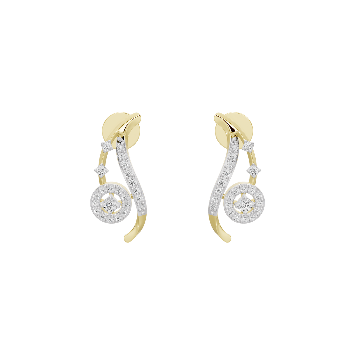 Afterrain lab diamond drop earrings in yellow gold vermeil with round dangle accents