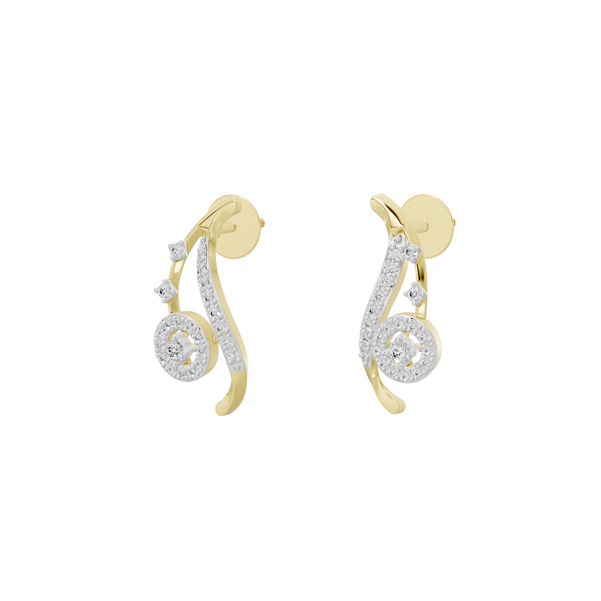 Afterrain Lab diamond dangle earrings in yellow gold vermeil