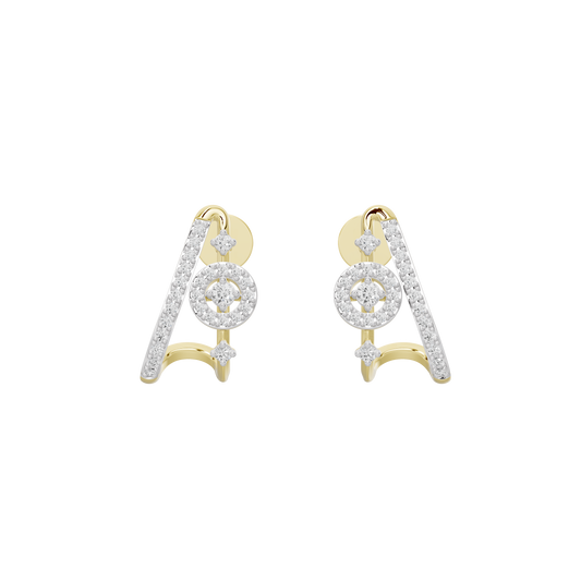 Liora fluid lab diamond earrings in yellow gold vermeil, pair with pavé circle drops