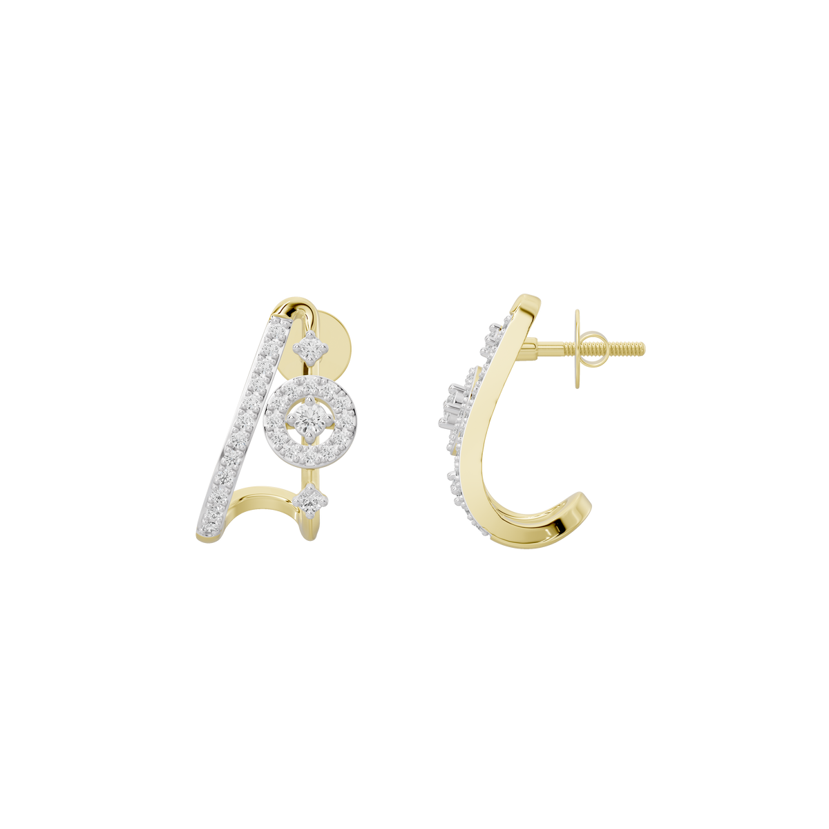 Liora Fluid Lab diamond earrings in yellow gold vermeil with pavé-set curved drop