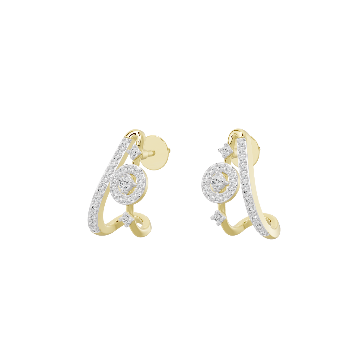 Yellow gold vermeil diamond drop hoop earrings with sparkling diamond accents and gold settings