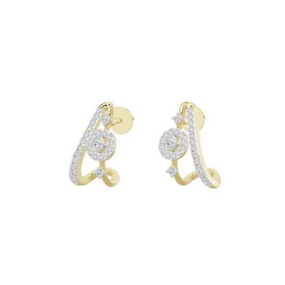 Yellow gold vermeil diamond drop hoop earrings with sparkling diamond accents and gold settings