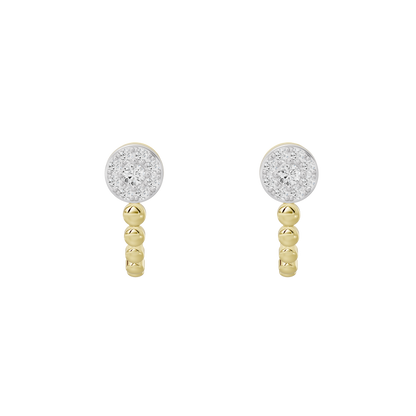 Pair of round lab diamond stud earrings with yellow gold vermeil bead drops