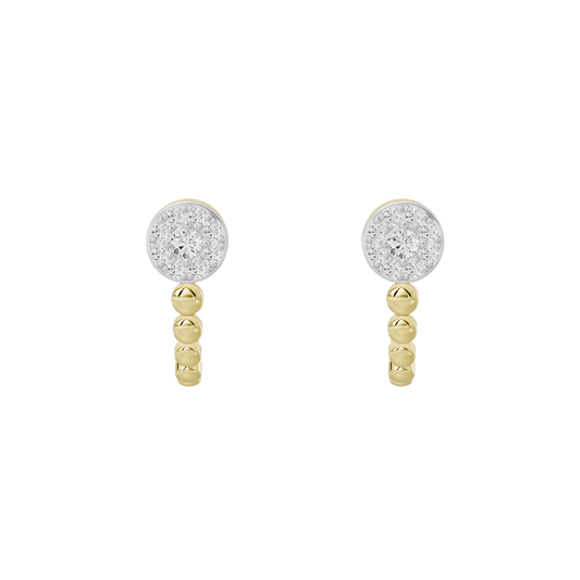 Pair of round lab diamond stud earrings with yellow gold vermeil bead drops