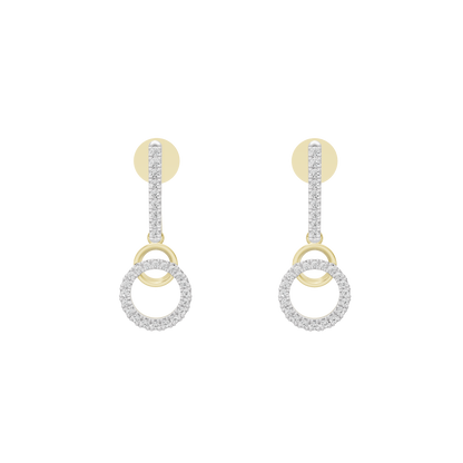 Layered lab diamond hoop earrings, yellow gold vermeil, round open circle dangle