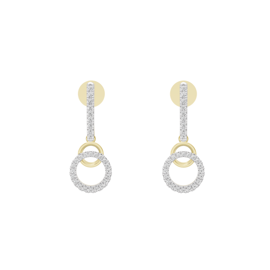 Layered lab diamond hoop earrings, yellow gold vermeil, round open circle dangle