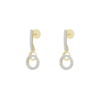 Layered lab diamond hoop earrings, yellow gold vermeil, open circle drop