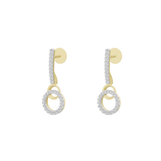 Layered lab diamond hoop earrings, yellow gold vermeil, open circle drop