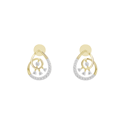 Yellow gold vermeil diamond drop earrings, back view with teardrop halo sparkle