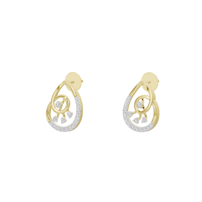 Yellow gold vermeil diamond drop earrings with oval halo and round lab diamonds