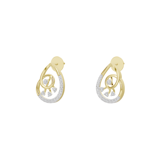 Yellow gold vermeil diamond drop earrings with oval halo and round lab diamonds