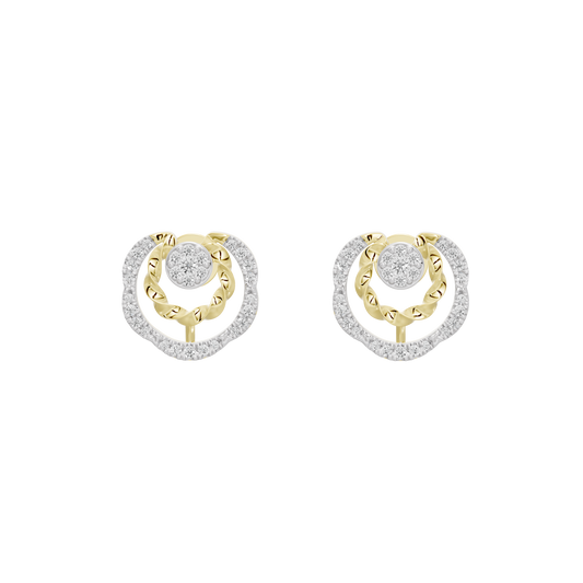 Geometric lab diamond hoop earrings with yellow gold vermeil, textured detail, round center