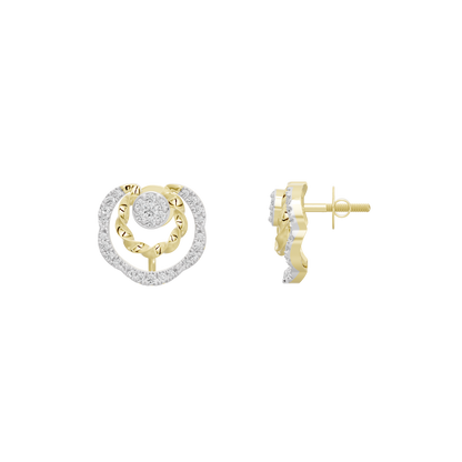 Geometric hoop earrings in yellow gold vermeil with lab diamond stud and secure post back