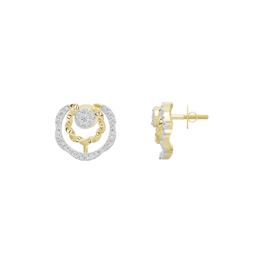 Geometric hoop earrings in yellow gold vermeil with lab diamond stud and secure post back