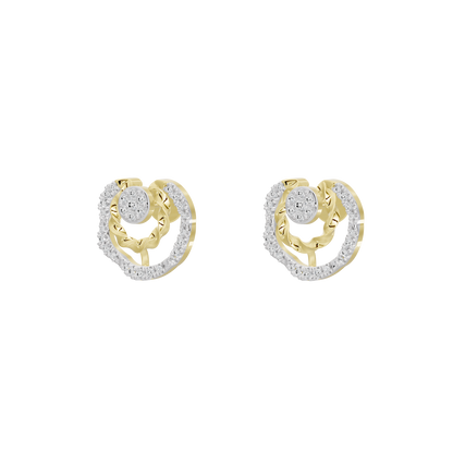 Geometric lab diamond hoop earrings with yellow gold vermeil and round sparkle center