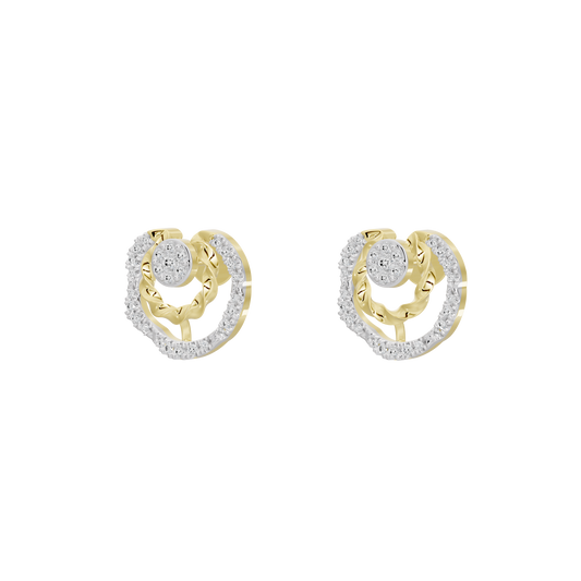Geometric lab diamond hoop earrings with yellow gold vermeil and round sparkle center