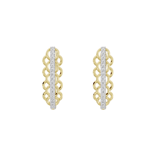 Dove asymmetric lab diamond earrings in yellow gold vermeil, oval openwork drop pair