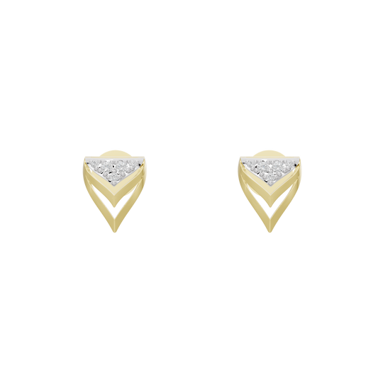 Yellow gold vermeil linear diamond earrings with chevron drop design