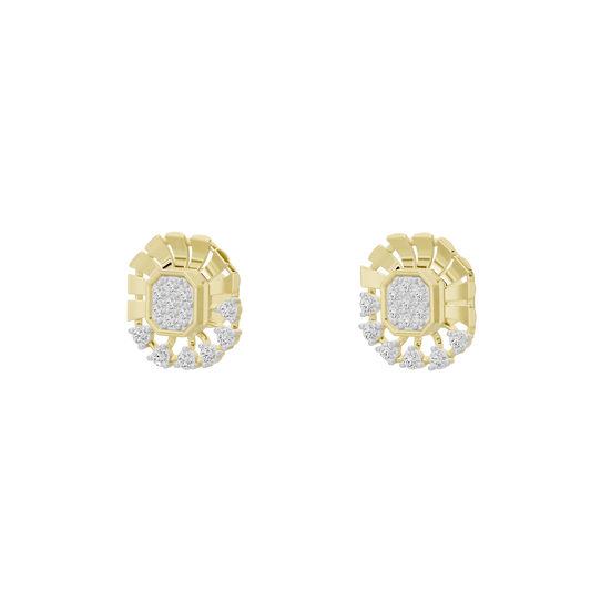 Yellow gold vermeil diamond cluster studs, square center with small round accents