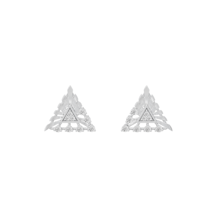 Triangle lab-grown diamond stud earrings with sparkling pave setting
