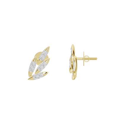 Yellow gold vermeil diamond cluster stud earrings, side view with hinged post backs