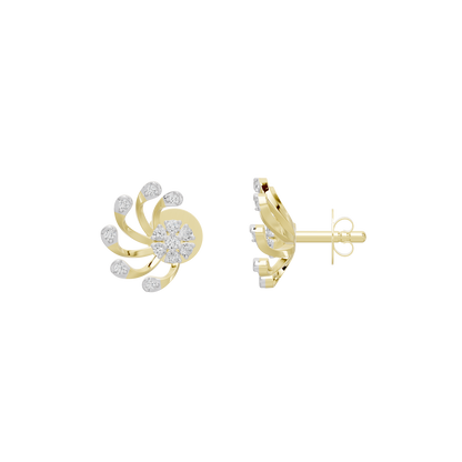Yellow gold vermeil lab diamond stud earrings, side view with hoop backing