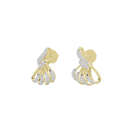 Gold vermeil diamond drop earrings with fan-shaped dangling stone accents