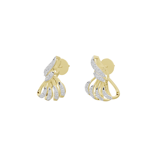 Gold vermeil diamond drop earrings with fan-shaped dangling stone accents