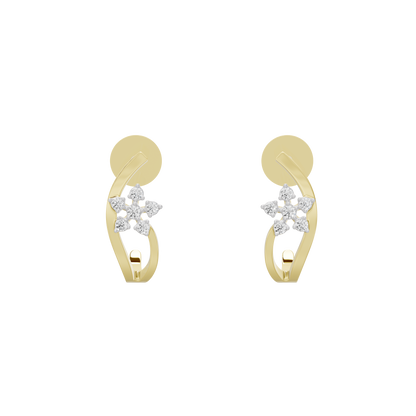 Nova Sleek lab diamond hoop earrings, front view, yellow gold vermeil with round diamond cluster
