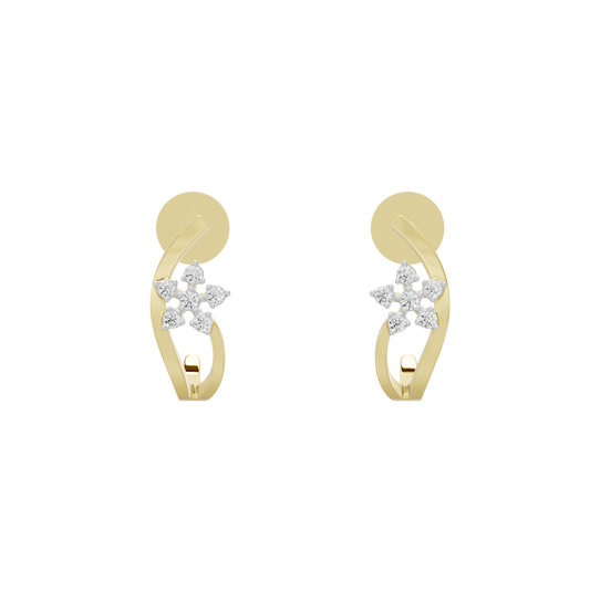 Nova Sleek lab diamond hoop earrings, front view, yellow gold vermeil with round diamond cluster