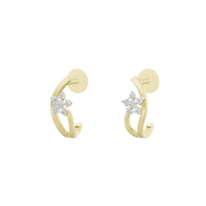 Nova Sleek lab diamond hoop earrings, yellow gold vermeil with round diamond cluster