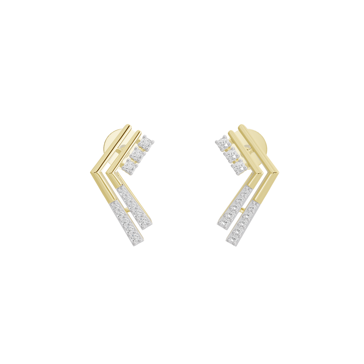 Yellow gold vermeil lab diamond chevron earrings