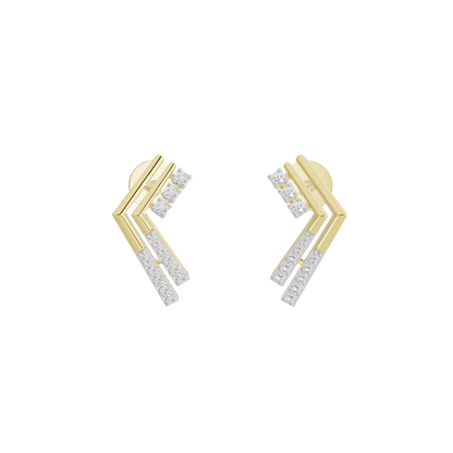 Yellow gold vermeil lab diamond chevron earrings