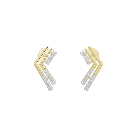 Yellow gold vermeil lab diamond chevron earrings