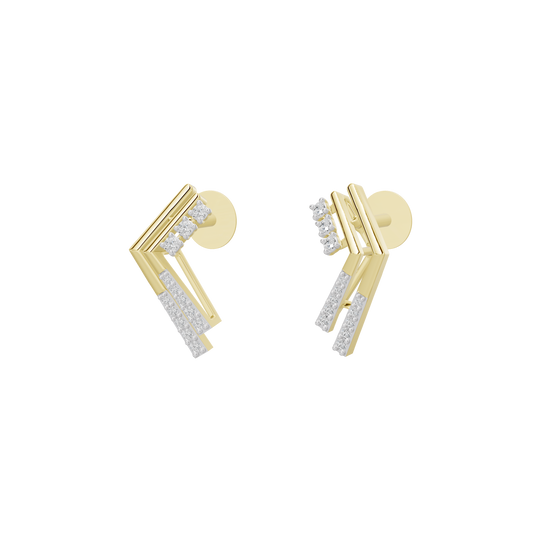 Yellow gold vermeil lab diamond earrings with softly rounded geometric design