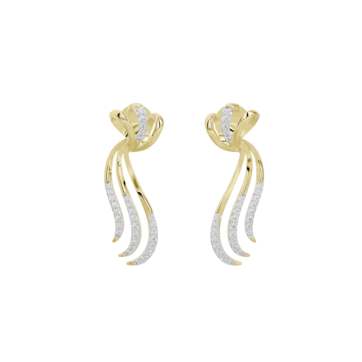 Asha architectural lab diamond drop earrings in yellow gold vermeil
