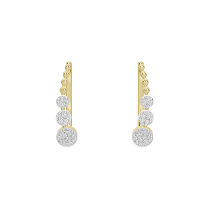 Yellow gold vermeil hoop earrings with four round lab diamonds on each hoop