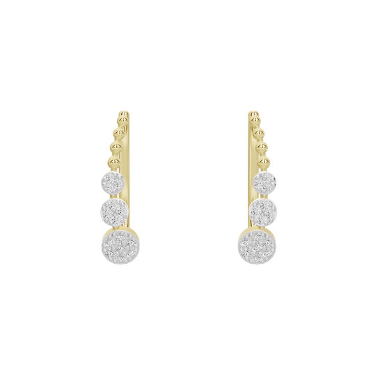 Yellow gold vermeil hoop earrings with four round lab diamonds on each hoop