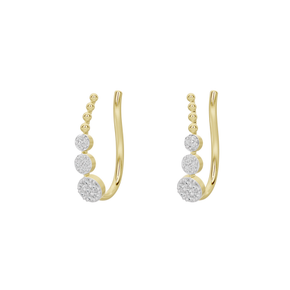 Yellow gold vermeil hoop earrings with round lab diamonds in three stacked sizes